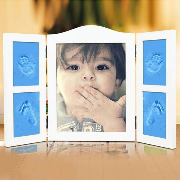 Baby Wood Photo Frame Mud Set Memory Gift Blue