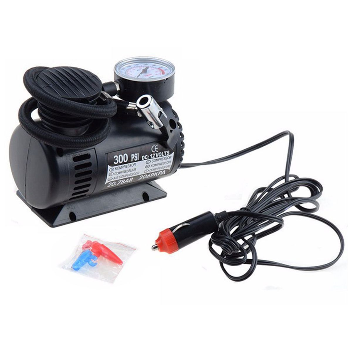 Portable Car Air Pump Auto 300psi 12v Mini Air Compressor Car Electric Pump Mini Air Compressor Inflator For Bicycle Tires Ball