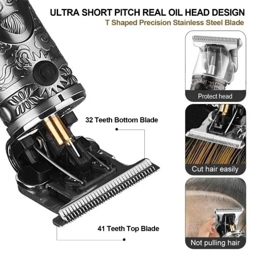 Cordless Hair Clippers Ornate T-blade Trimmer With LCD
