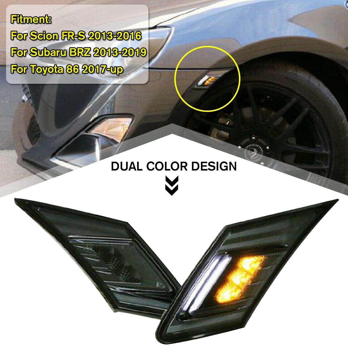 Amber LED Smoked Lens Side Marker Blinker Lights For Scion FR-S Subaru BRZ