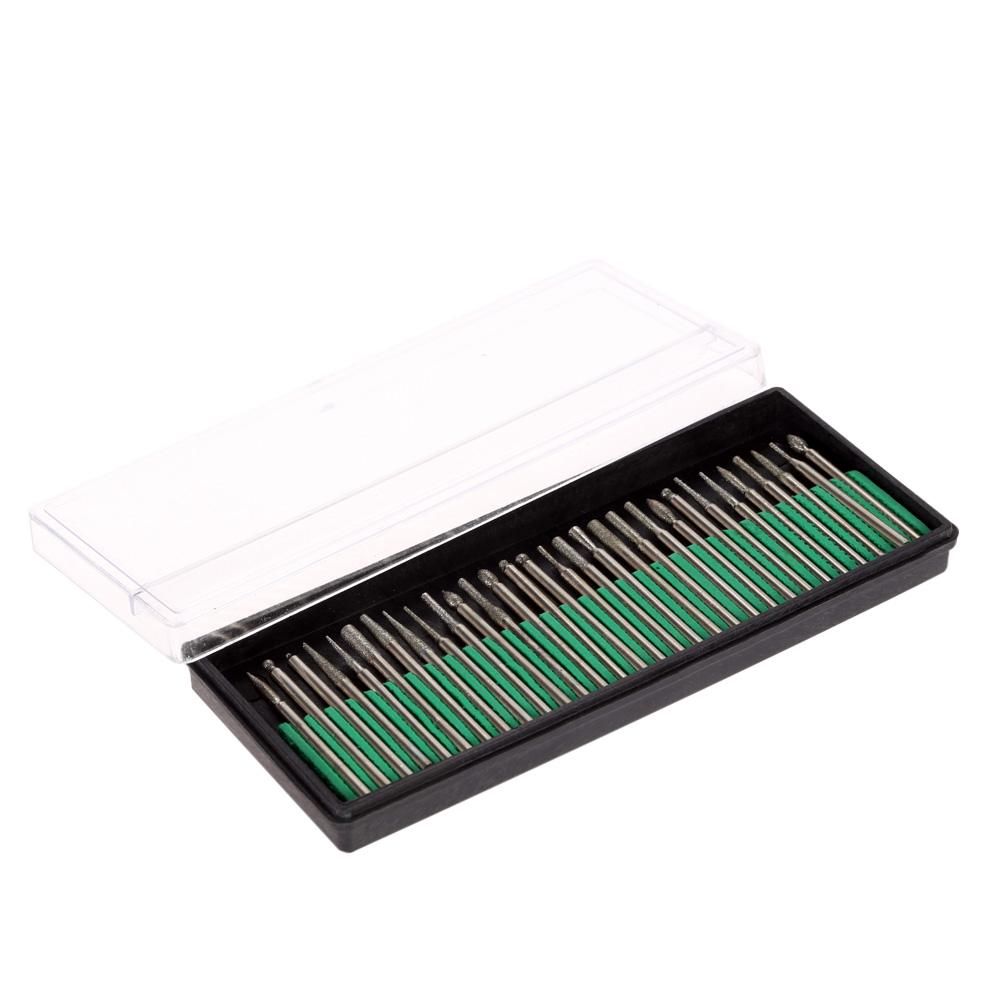 Electroplated Diamond Grinding Heads 30pcs 3mm Burrs Bur Bit Set for Rotary Tool Set Electric Grinding Accessories