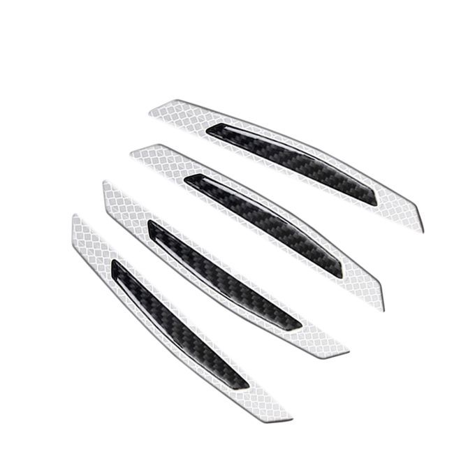 4Pcs Carbon Fiber Reflective Car Door Anti-Scratch-White