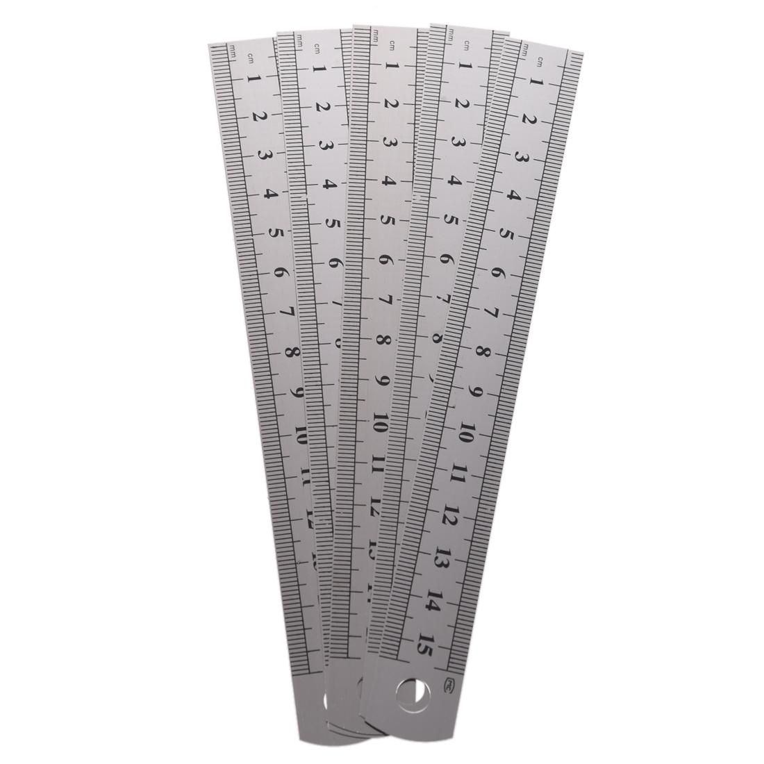 5 Pcs Dual Side Marked 15cm 6 inch Stainless Steel Straight Ruler