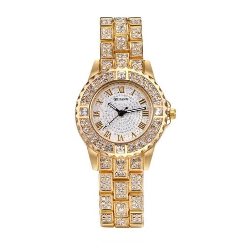 Rhinestone Bracelet Women's Wrist Watch-Gold