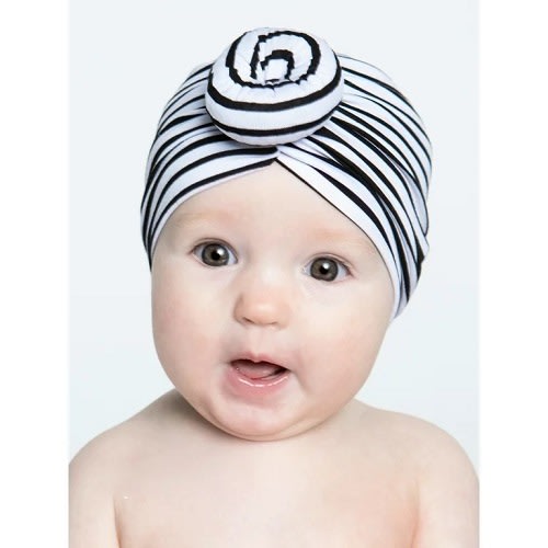 Turban For Infant Baby Girls -Black & White