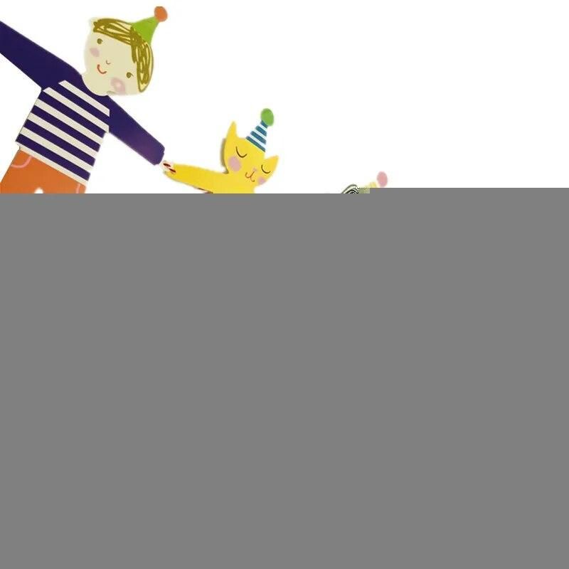 Cute Boy Girl Birthday Banner Flag Party Decoration Paper Flags Hanging Ornament Hands In Hands  Cat and Dog Cartoon DIY Bunting