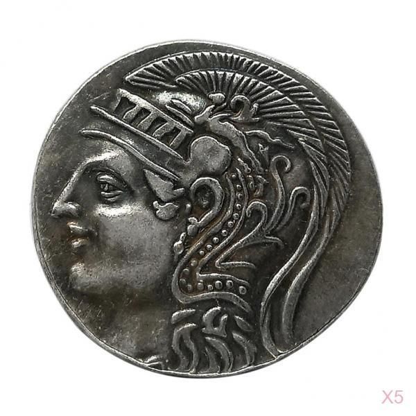 5Pcs Ancient Greek Owl   Silver Coin Goddess Of Wisdom Coin Art