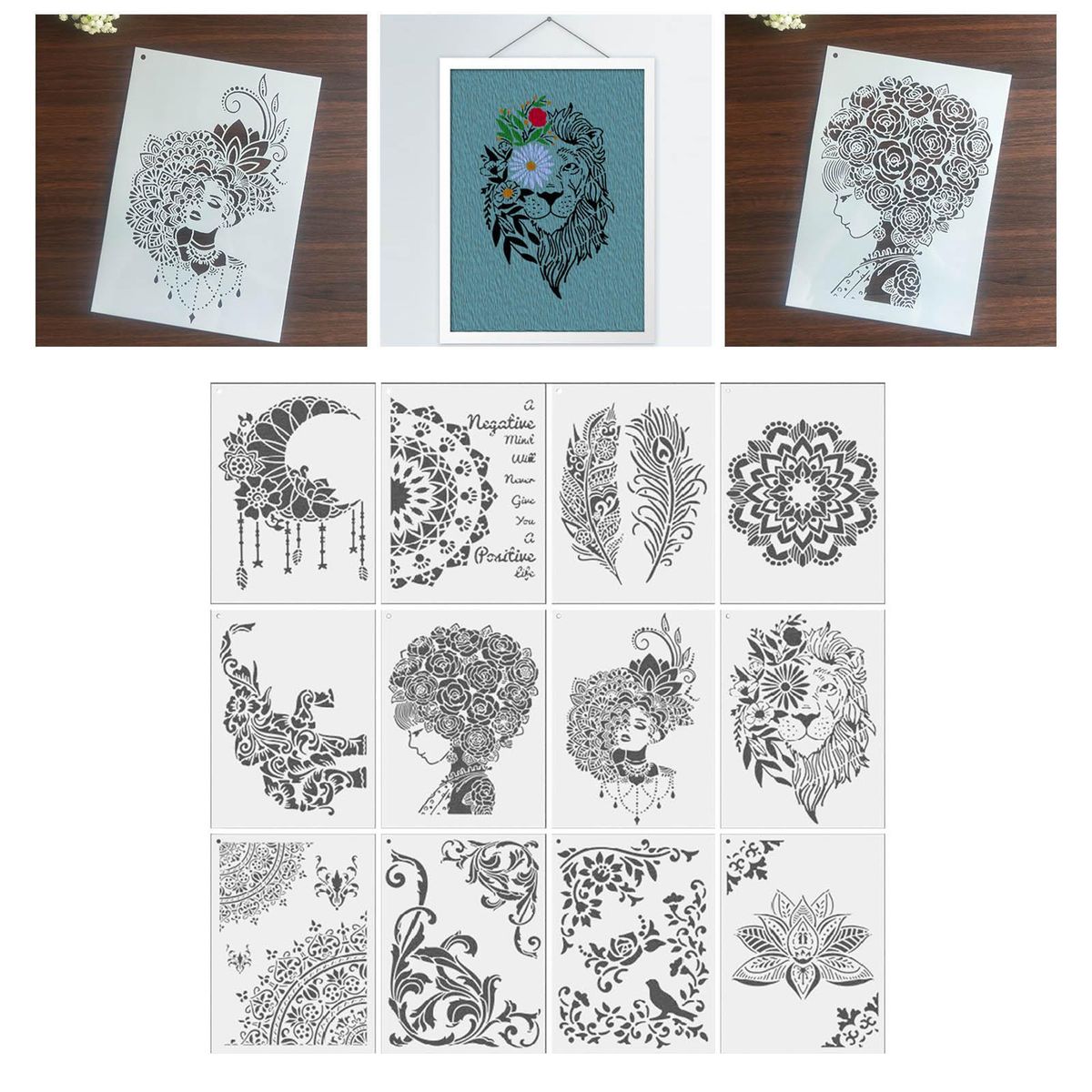12Pcs Mandala Stencil A4 21x29cm Painting Template For
