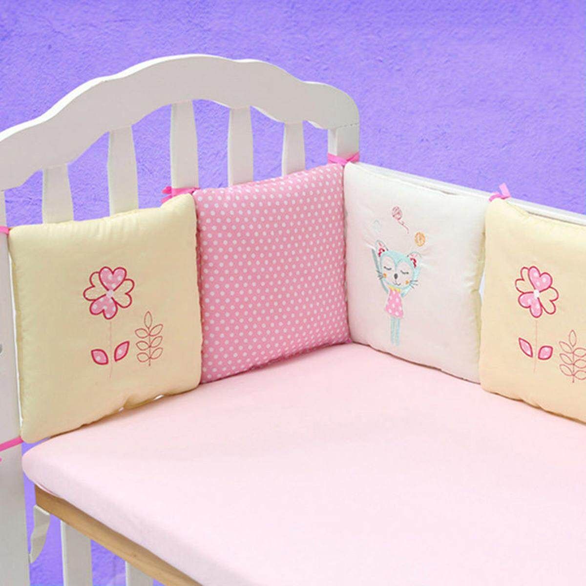 6PCS Popular Crib Bumper Protective Baby Nursery Bedding Comfy Infant Cot Pad# Pink Pink