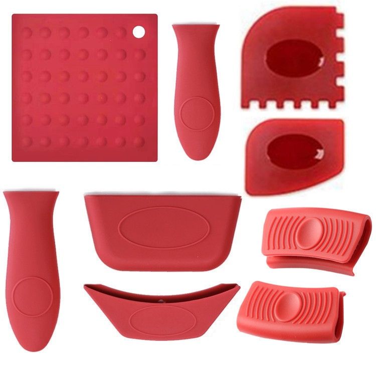 8 PCS / Set Red Silicone Insulation Pad