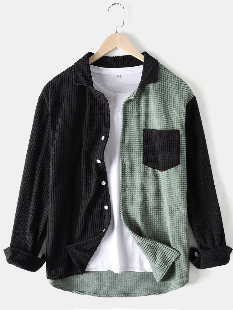 Custom-Made Green And Black Color Corduroy Jacket Only
