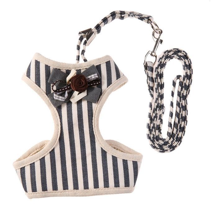 Pet  Hest Straps Breathable Vest Dog  Hest Ba K Tra Tion Rope Dog Leash Set-Gray-XS