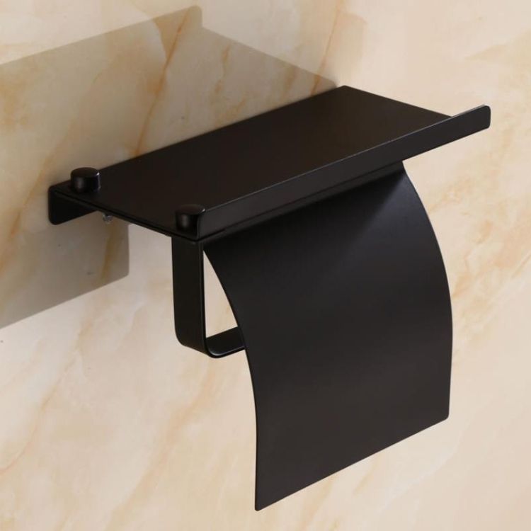 Bathroom Shelf 4103 Stainless Steel Roll Paper Holder, Color: Black