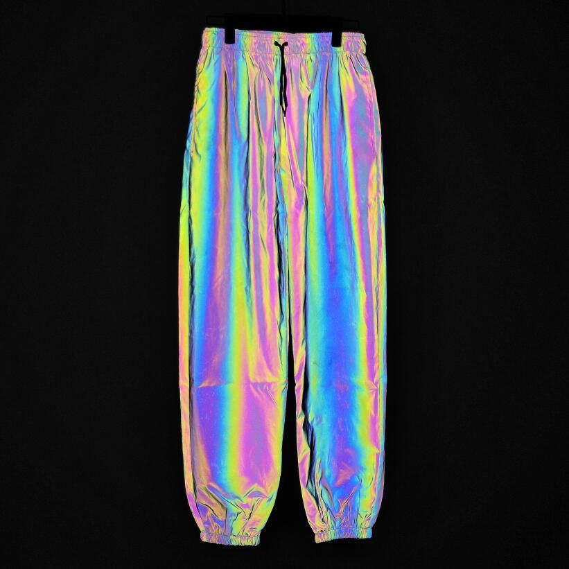 Seven colors reflective pants for men Street dancing clothes Hip Hop Punk Unisex autumn and winter