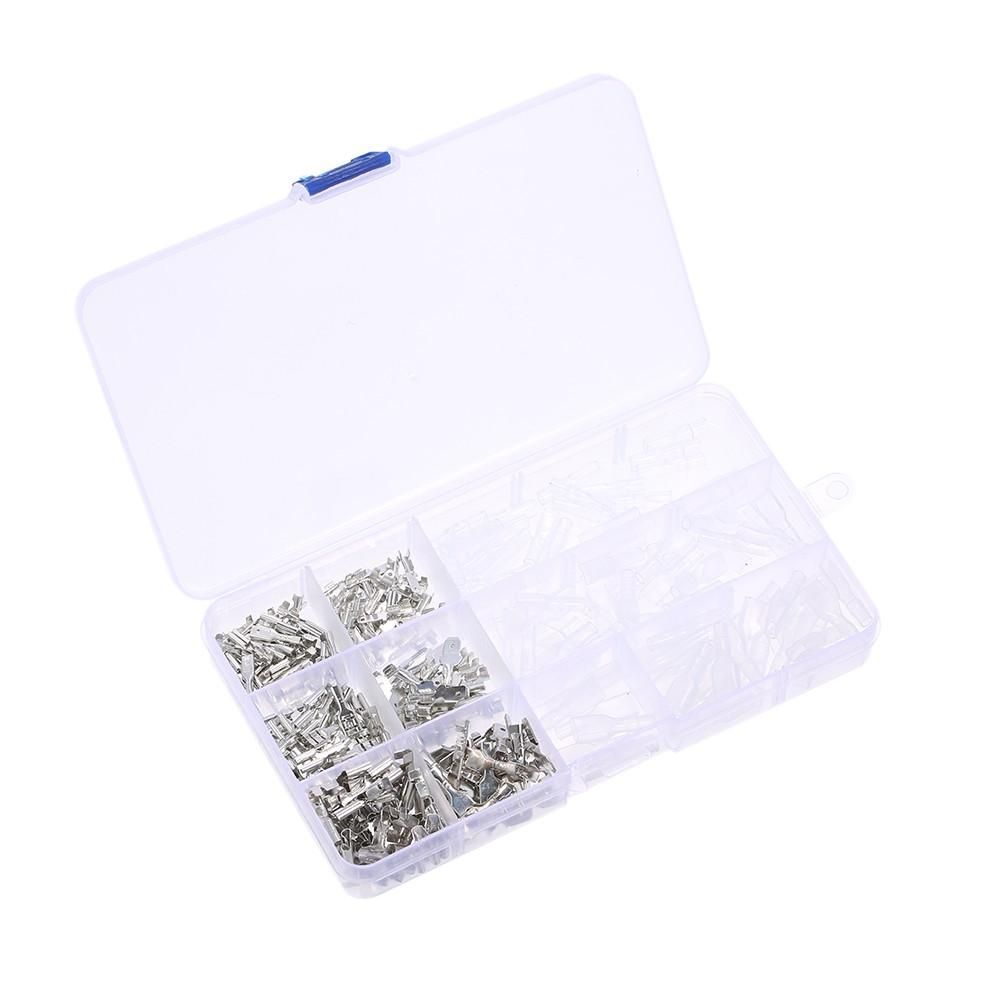 270Pcs/Box Non-insulated Mixed 2.8mm 4.8mm 6.3mm Male and Female Spade Connector Wire Crimp Terminal Block with Insulating Sleeve Assortment Kit