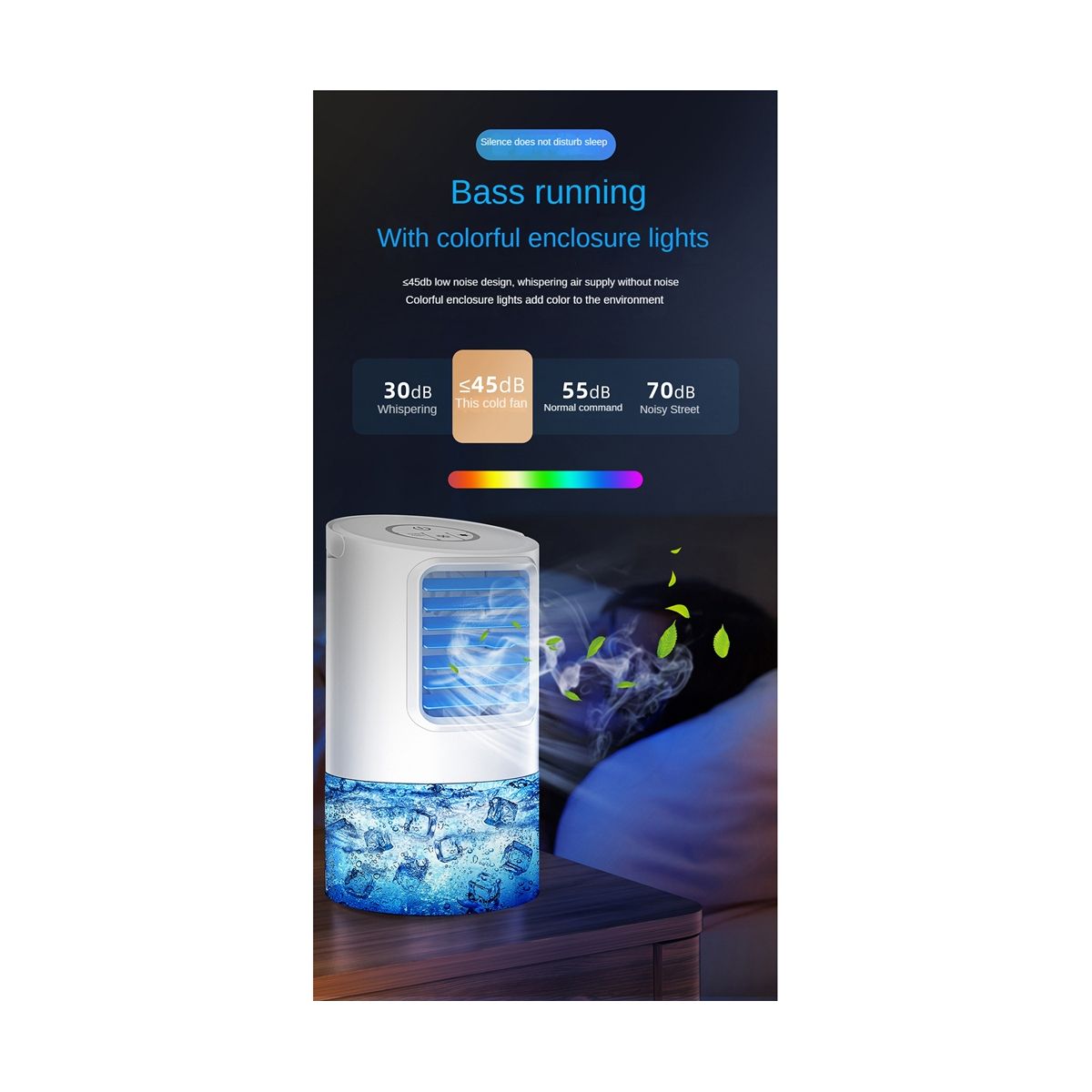 Portable Air Conditioner Fan 3 Speeds Mini Air Cooler with 800Ml Water Tank Small Air Conditioner Unit