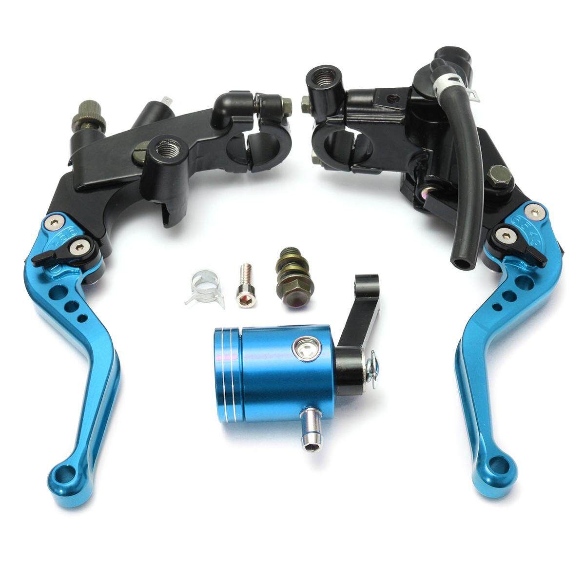 Motorcycle 22mm 7/8 Inch Handlebar Brake Clutch Master Cylinder Lever Reservoir （Gold） Blue (blue)
