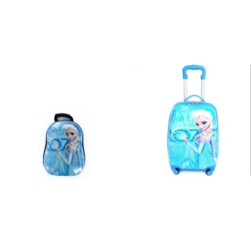 2pcs/ Set Frozen Child School Bag Luggage Suitcase 18"-blue
