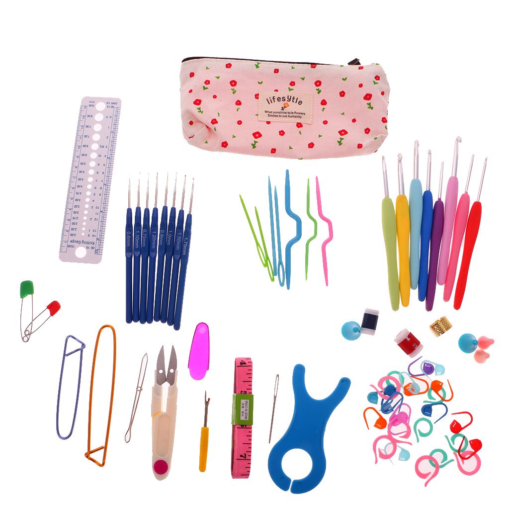 66PCS/SET Aluminium Crochet Hooks Needles Knitting Weaving DIY Tools
