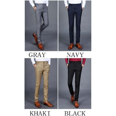 4 Quality Pairs Of Men's Trousers - Grey, Navy, Khaki And Black