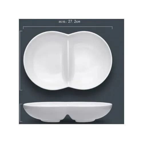 Unbreakable Ceramic Plates - 2 Compartment - 6 Pcs