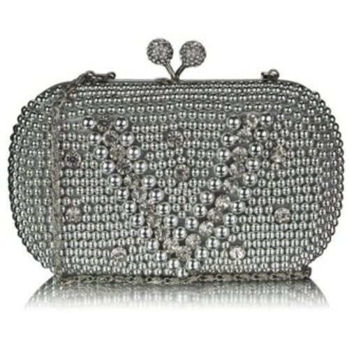 Grace Silver Vintage Pearl Evening Clutch