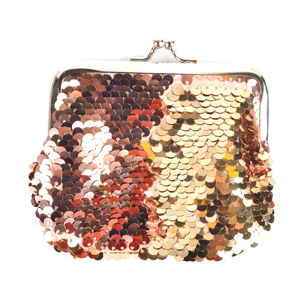 Sequins Women Coin Purse Girls Key-Champagne Gold