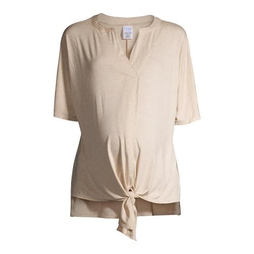 Time  Tru Maternity Dolman Sleeve Tie Front Blouse - Brown