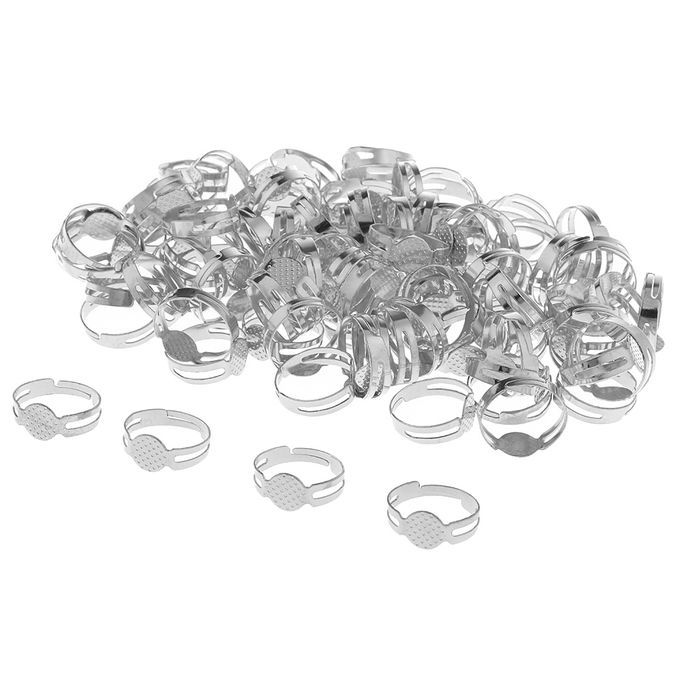 100x Adjustable Ring Pad Bezel Base Settings Jewelry Silver