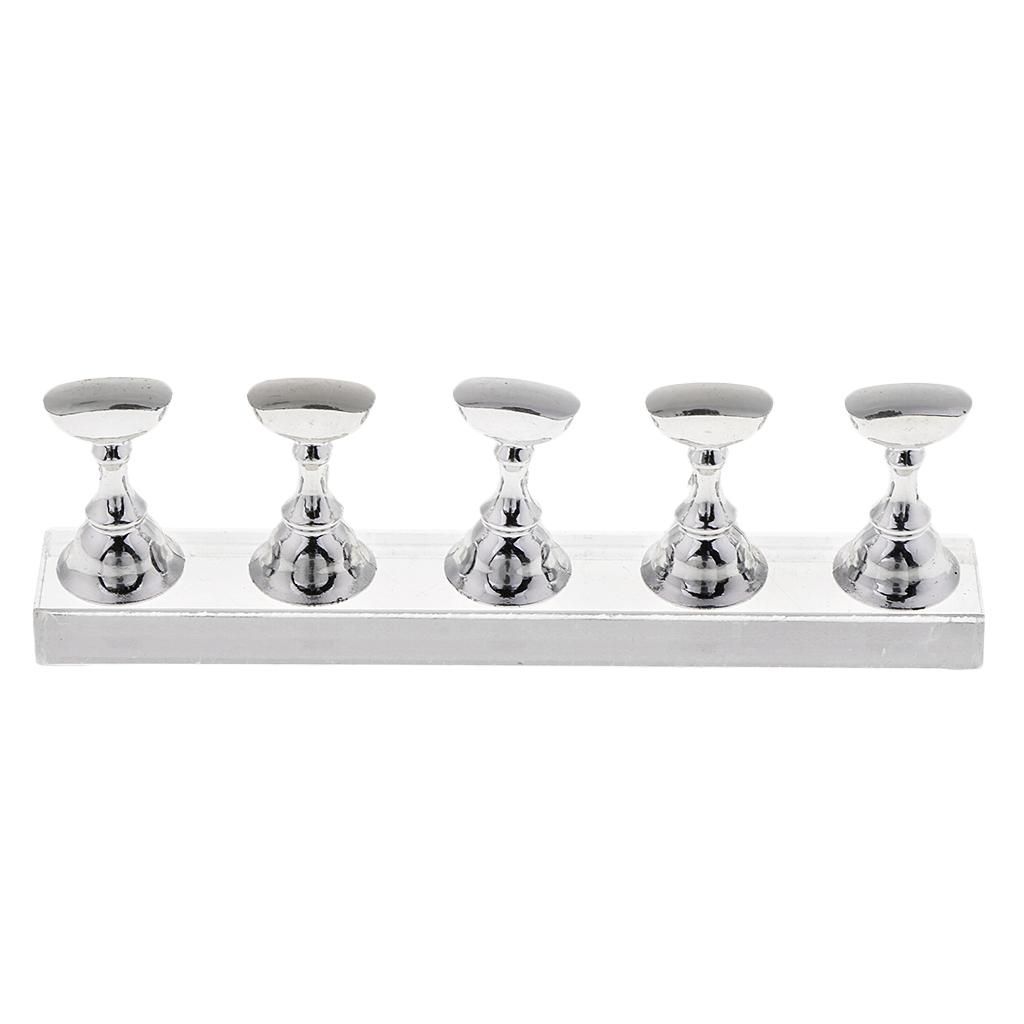 5x Acrylic False Nail Tips Practice Display Stand Holder For Silver