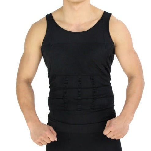 Men's Slim Tummy Shapewear Vest - Black