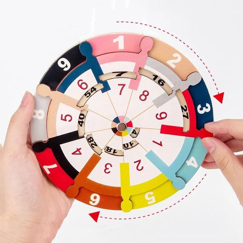 Wood Math Toy Multiplication Decomposition Disk Animal Food Chain Pairing Double-sided Toys Montessori Wooden Toys for Children