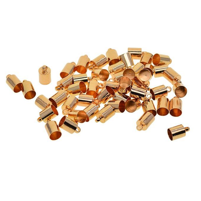 50 Pieces Brass Plated Necklace Leather Cord End Caps Light Gold