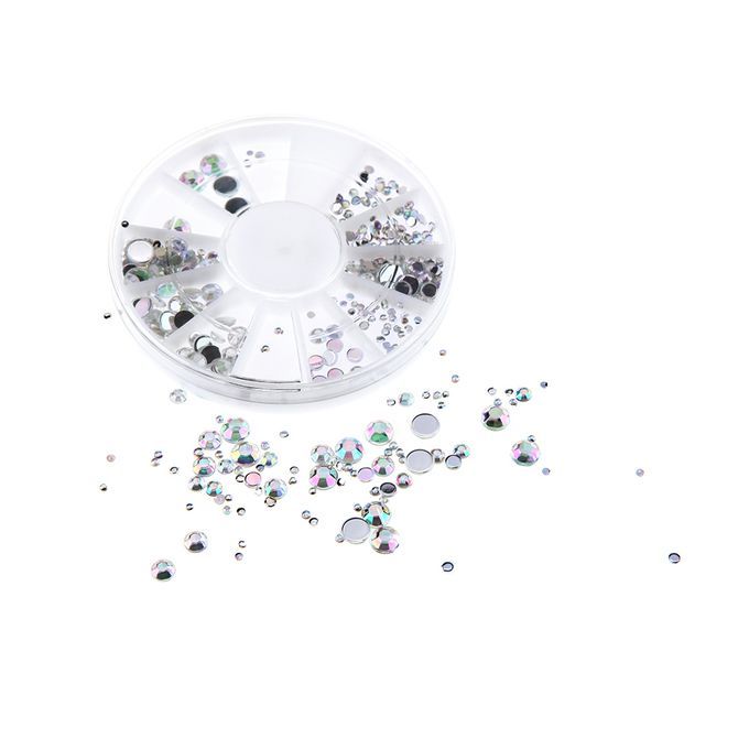 White Multicolor Acrylic Nail Art Decorations Rhinestones
