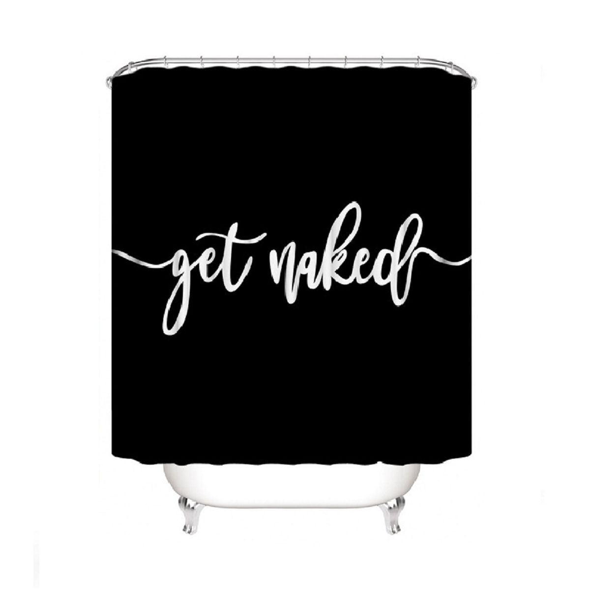 4/3/1Pcs -- Get Naked Black Shower Curtain+Bath Mat+Toilet Lid Cover Pedestal Rug Bathroom Decoration Set(With 12 Hooks) 1 Pcs Shower Curtain