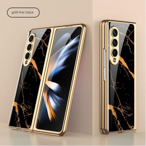 Samsung Galaxy Z Fold 3 Protective Screen Tempered Glass Pouch Case Ultra-slim Black/gold