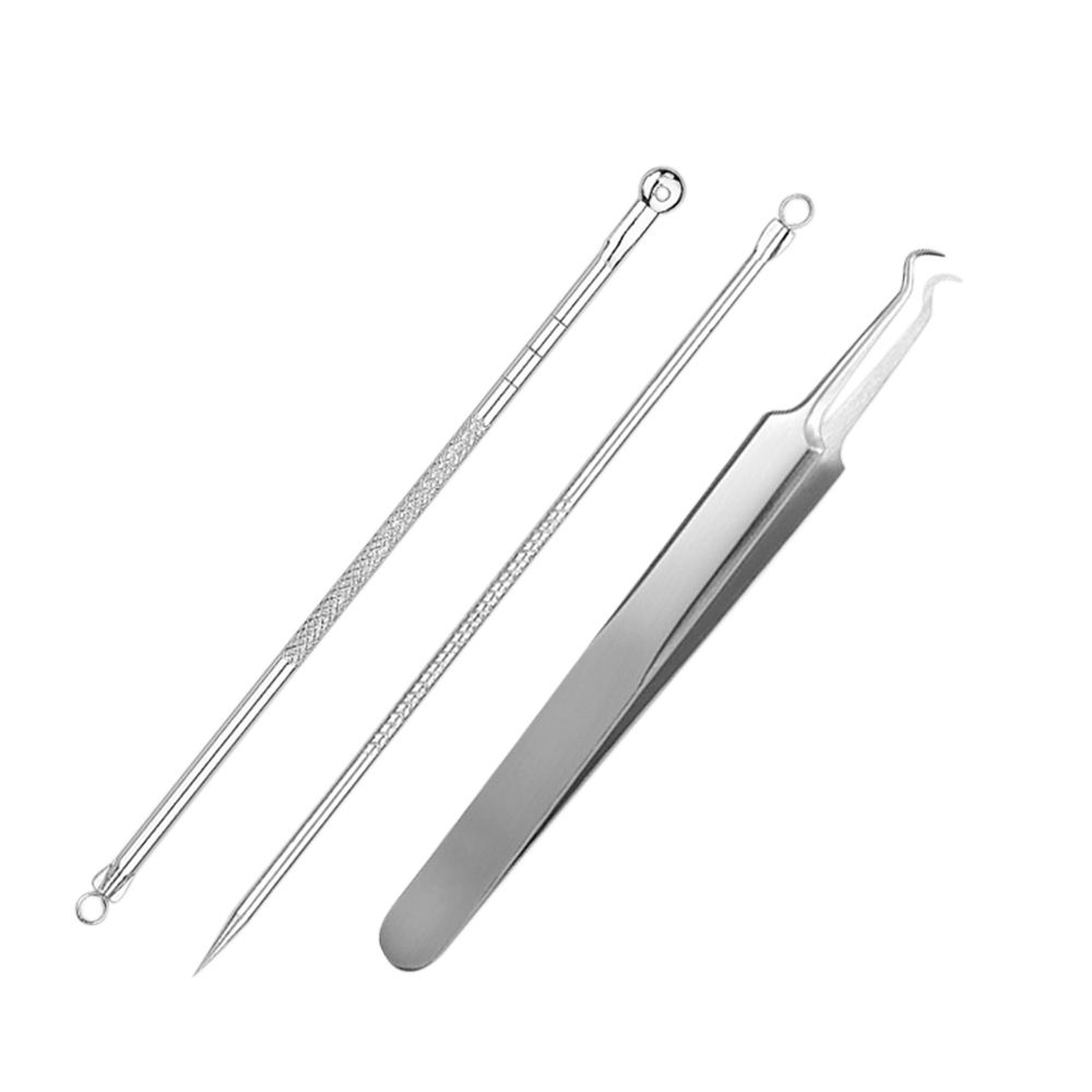 3 Pcs Pimple Needle Set Blackhead Remover Acne Clip Tweezer