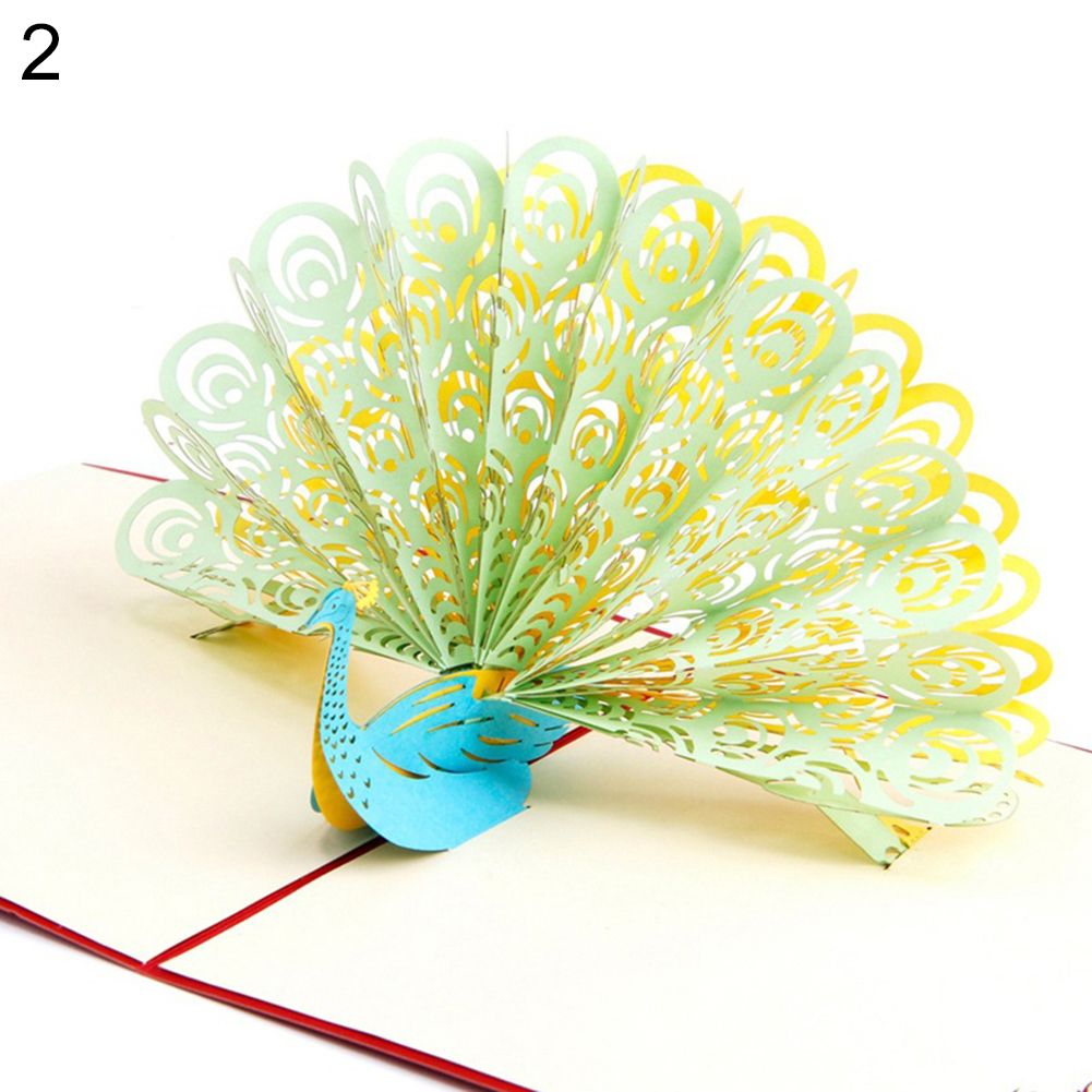 Peacock 3D Pop Up Greeting Card Christmas Gift Birthday-2#
