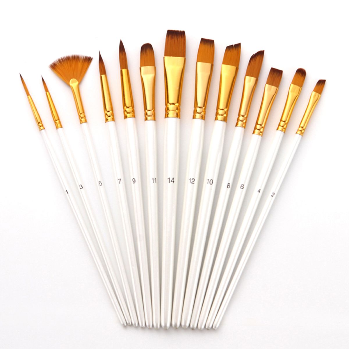 13pcs Professional Paint Brushes Set Nylon Hair Wooden