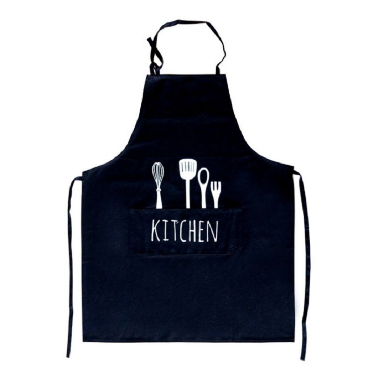 Printing Cutlery Pattern Kitchen Bakery Apron(Black)