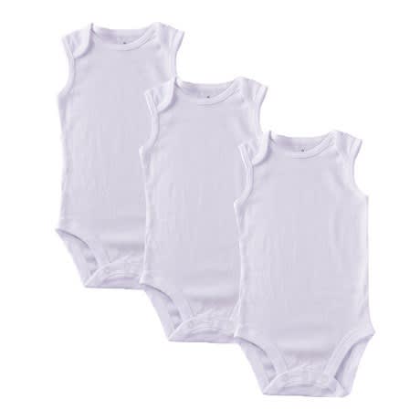 White Sleeveless Bodysuit- 3 Per Pack