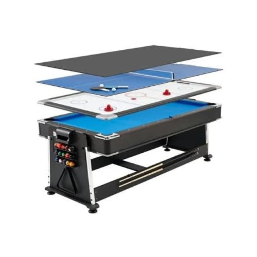 4 In 1 Rotating Snooker Board With Air Hockey & Table Tennis Board