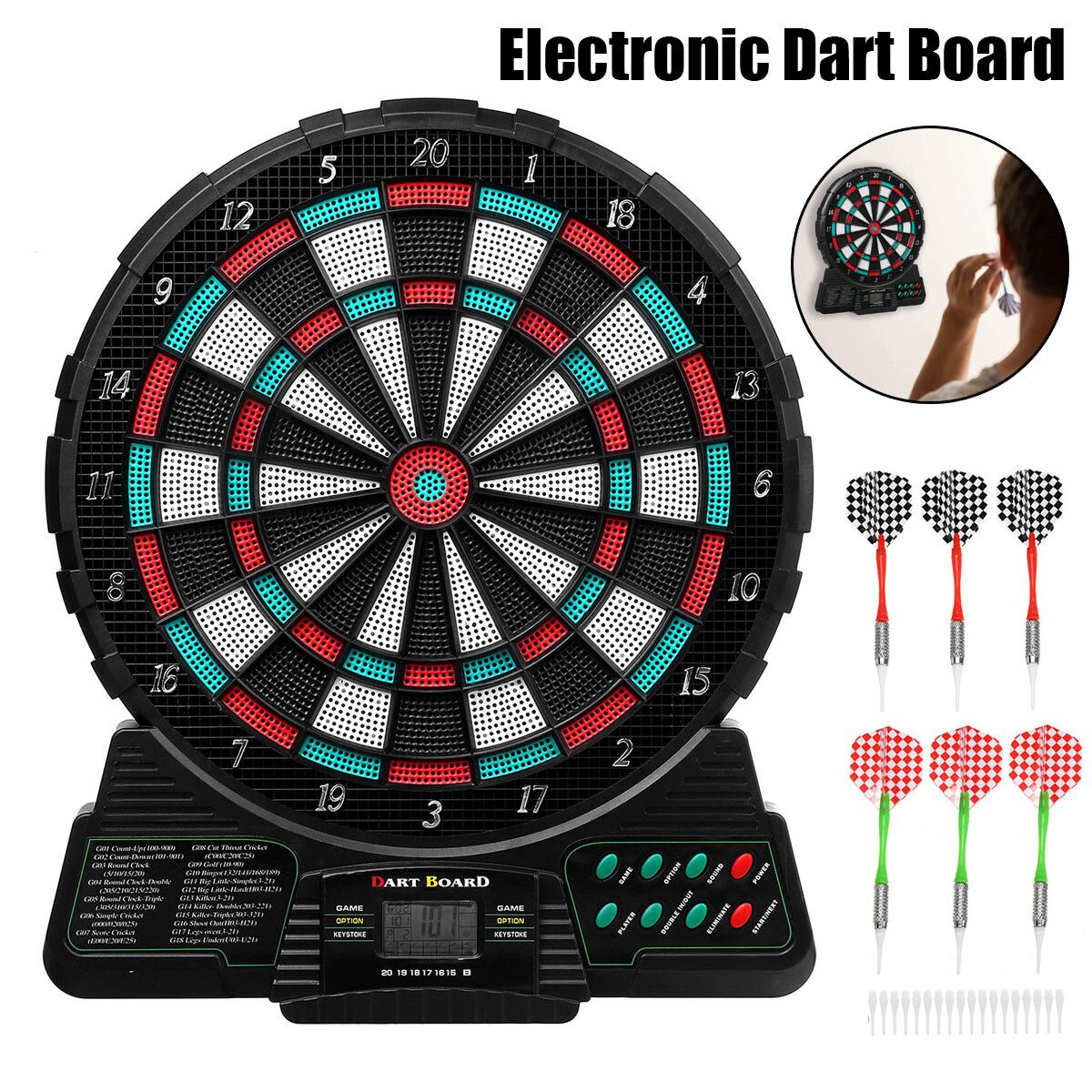 Electronic Dart Board Dartboard Set LCD Score Display With 6 Darts 18 Tips Sets Party Toy Funny Flying Game Gift Box Home Decor