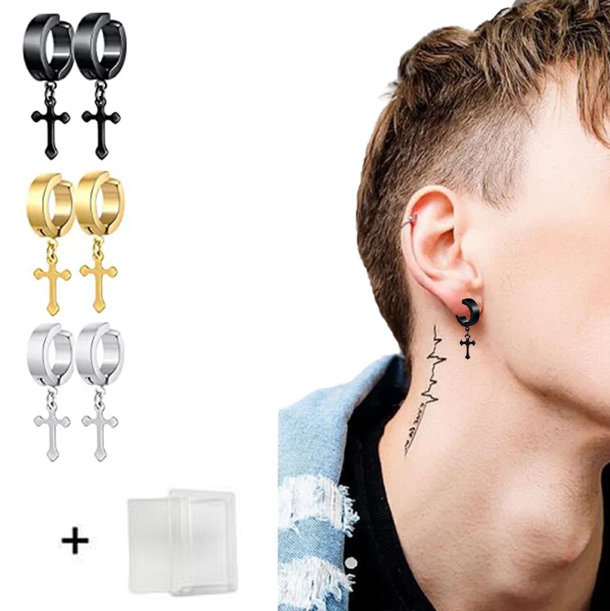 Men's Women Stainless Steel Non Pierce Punk Clip Magnetic Earring For Guys Earring