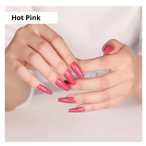 DIY Coffin Glossy Press On Stick On Nails - Hot Pink