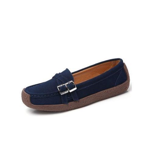 EUR Size 35-42 Fashion Ladies Shoes High Quality Falts Shoes Women Suede Leather Ballet Shoes Blue