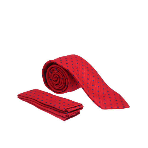 Spot Tie & Pocket Square - Red & Blue