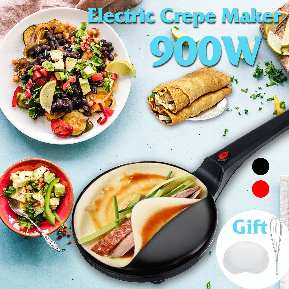 8 Inch Portable Non-stick Electric Pancake & Crepe Maker Baking Pizza Machine Pancake Black