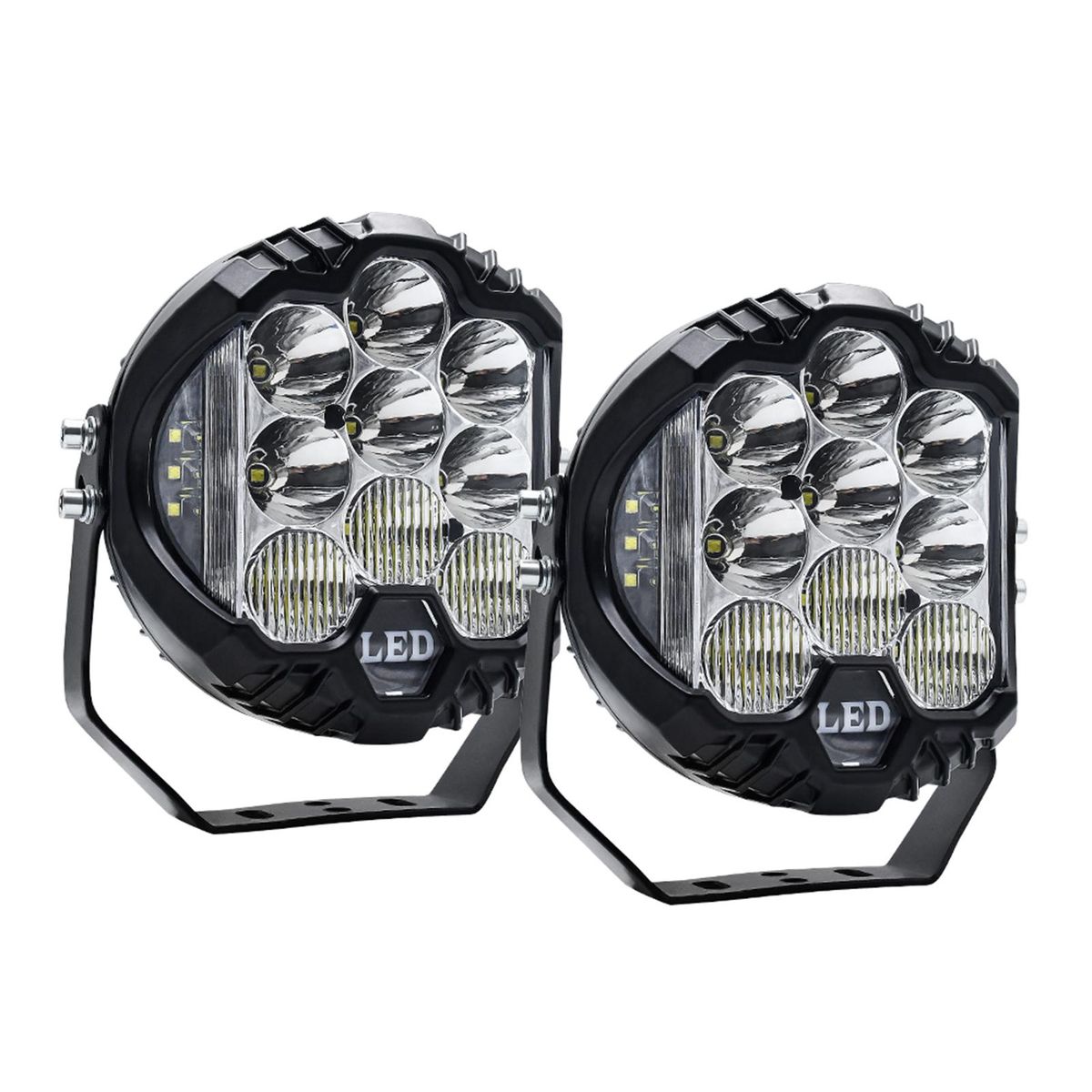2Pcs 7inch LED Work Light Pods Spot Flood Combo Beam Fog Lamp Offroad Driving Light