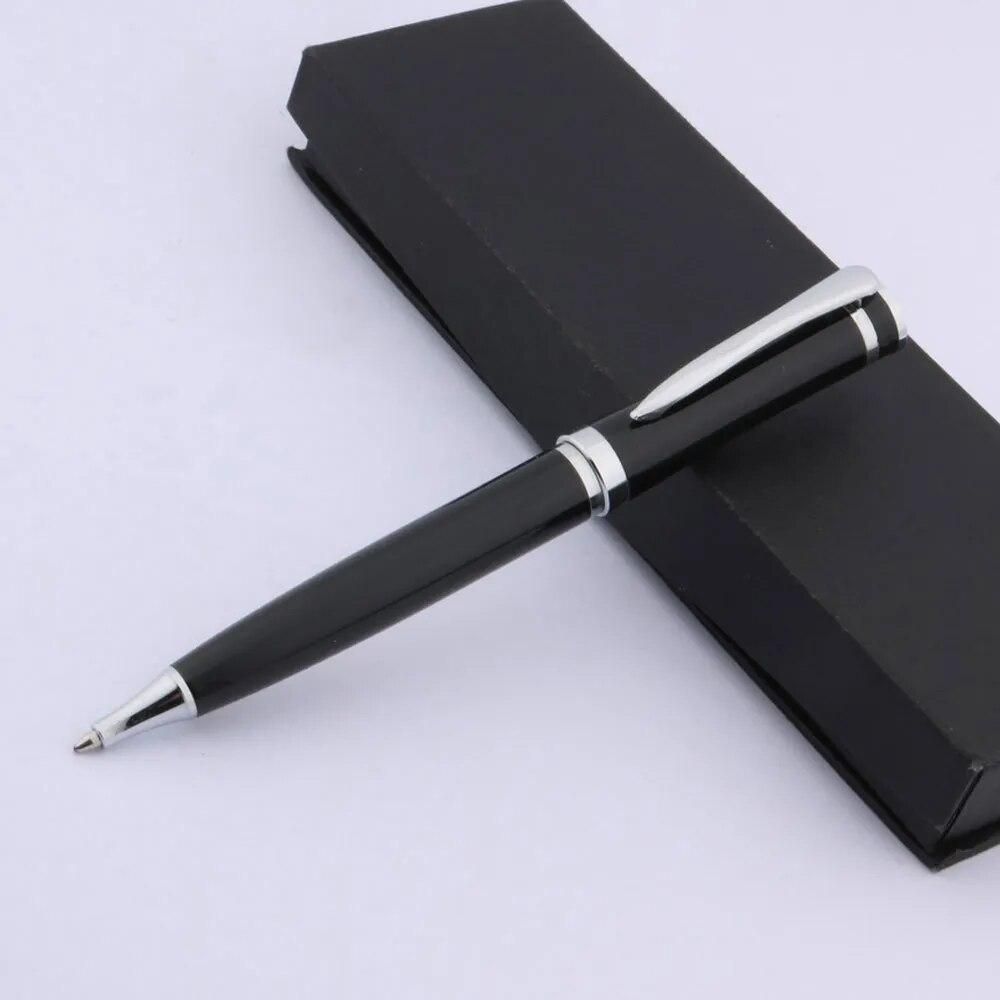 New Metal Pen 3035 Black Lacquerred  Silver Trim Ballpoint Pen School Office Writing Supplies